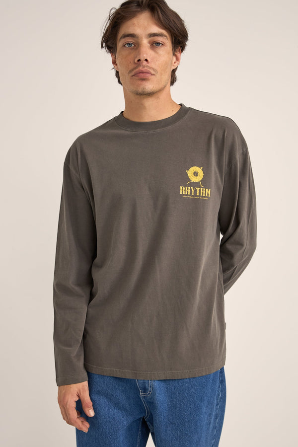 Record Vintage Ls T-Shirt Vintage Black