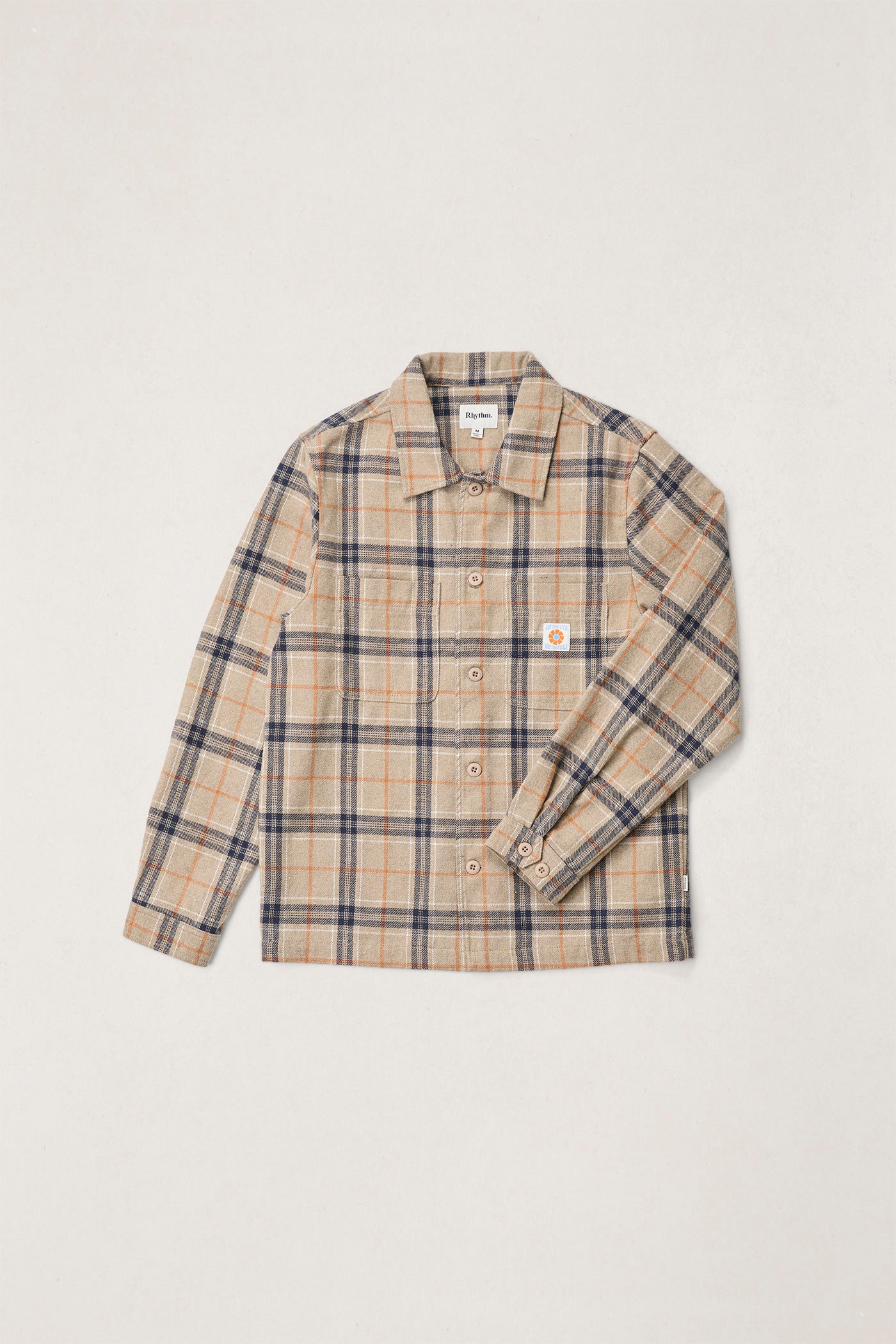 Oscar Check Ls Shirt Stone - Rhythm New Zealand