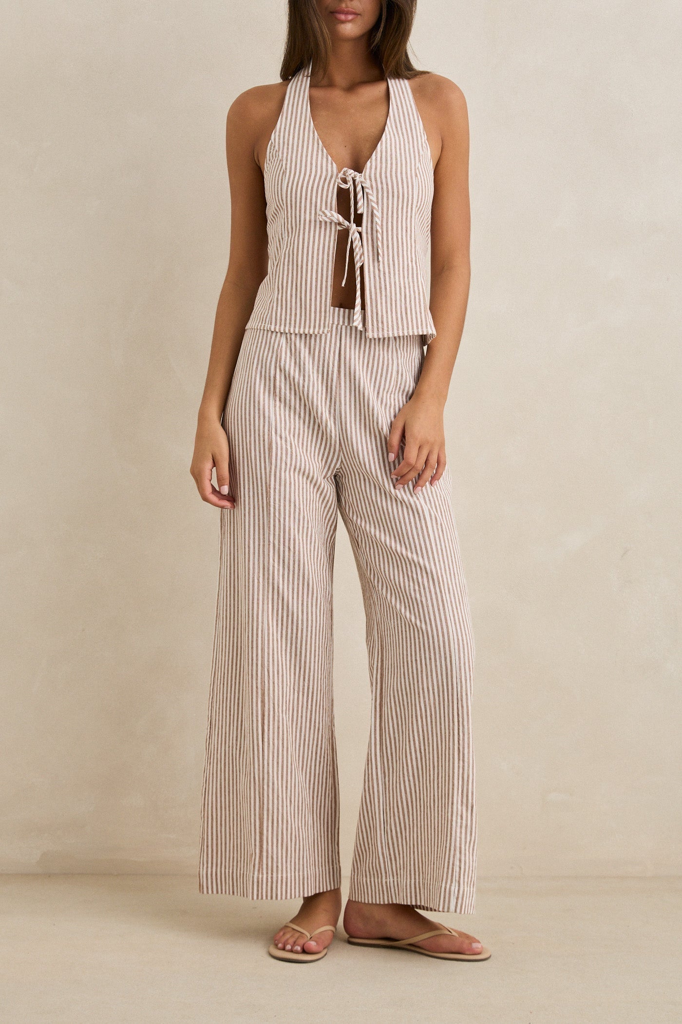 Louise Wide Leg Pant Tan - Rhythm New Zealand