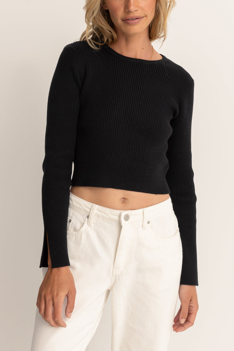 Noemie Knit Long Sleeve Top Black