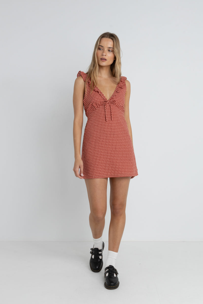 Lola Check Ruffle Mini Dress