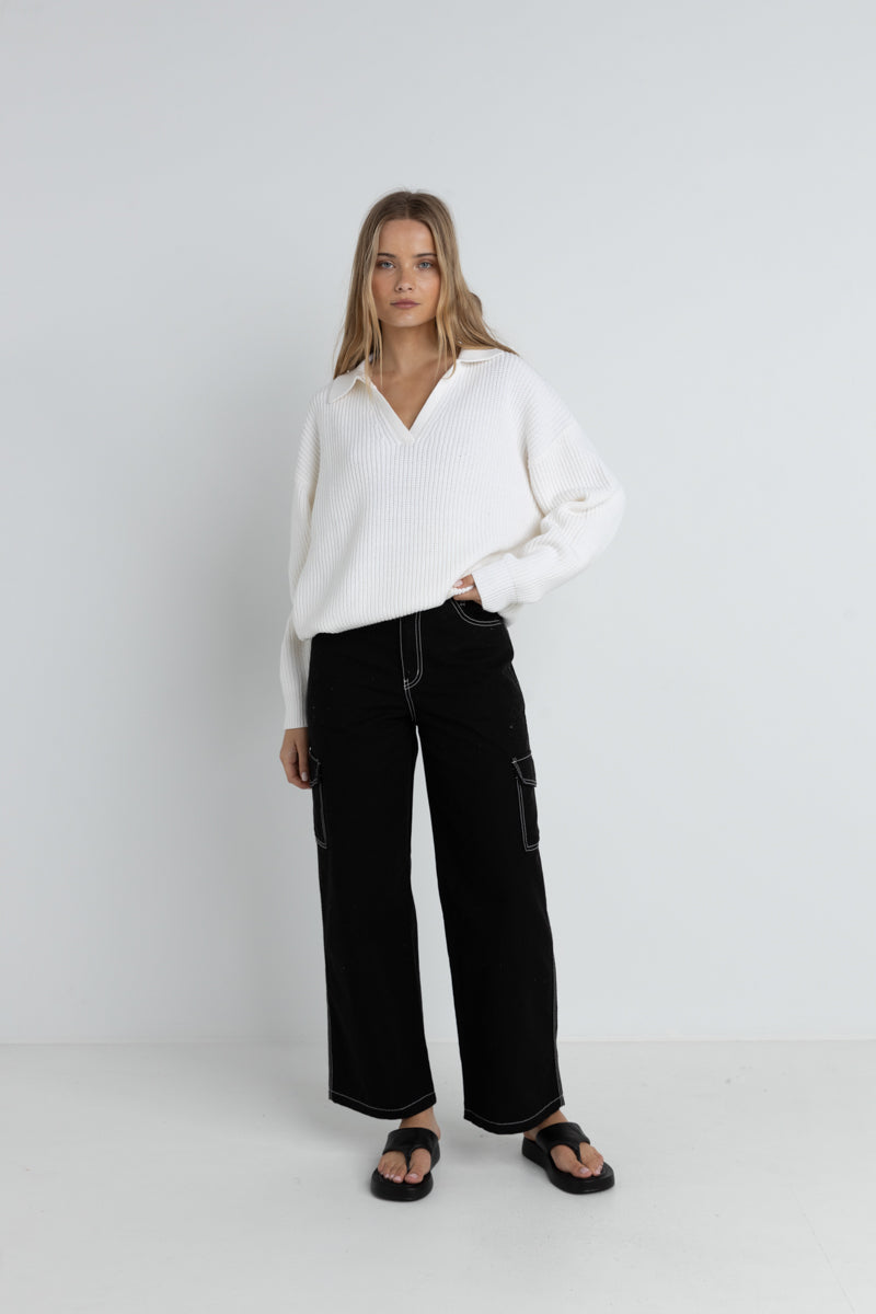 Muse V-Neck Collared Jumper