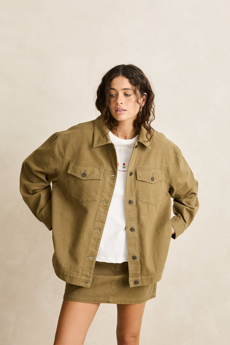 Essential Oversized Jacket Olive – Rhythm New Zealand