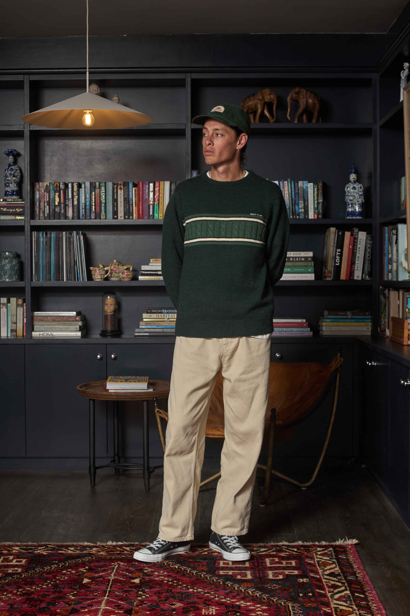 Mohair Stripe Knit Dark Green