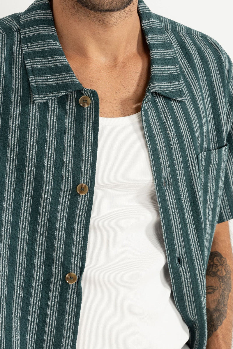 Eli Stripe Ss Shirt Teal