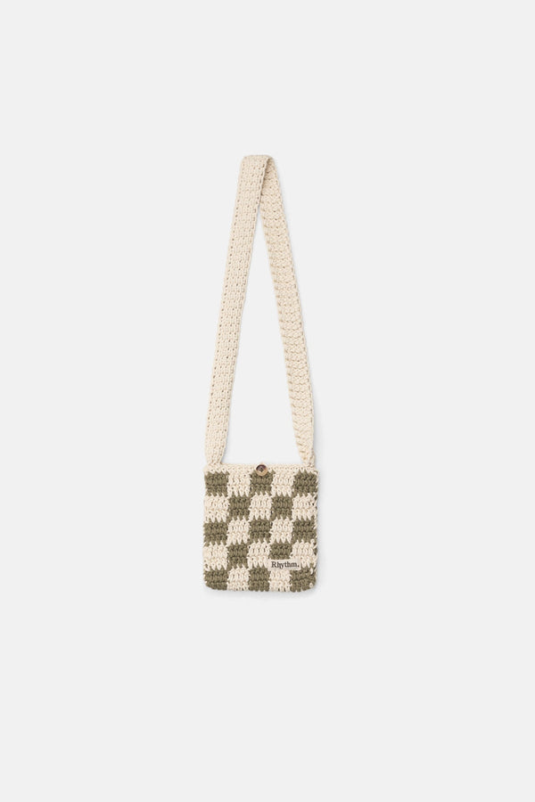 Crochet Shoulder Bag Green Check