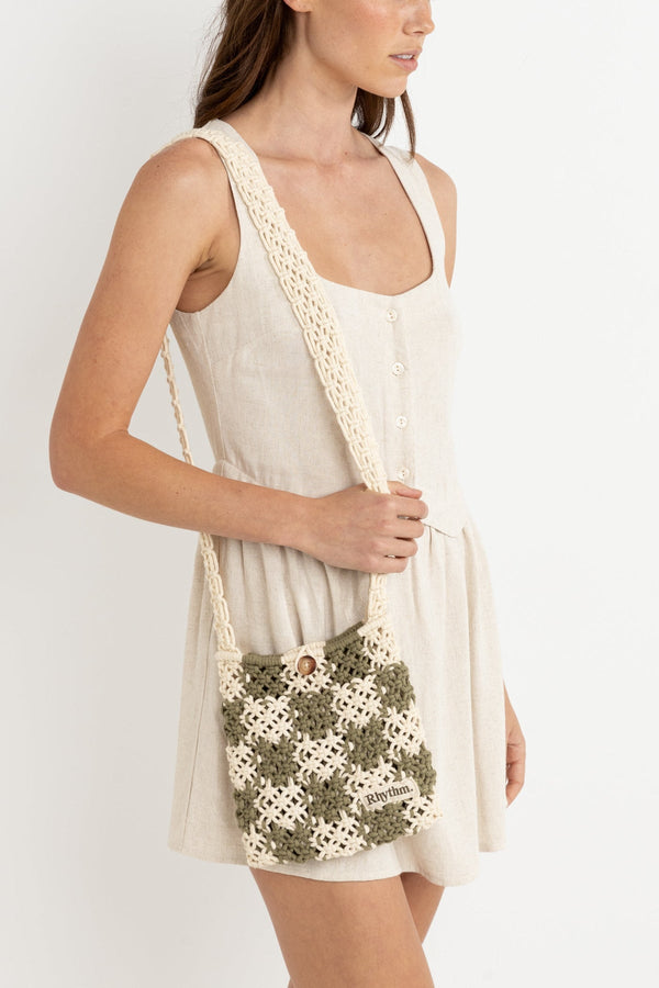 Crochet Shoulder Bag Green Check