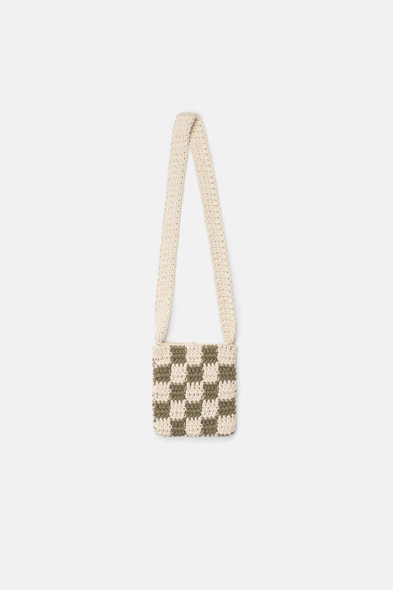Crochet Shoulder Bag Green Check