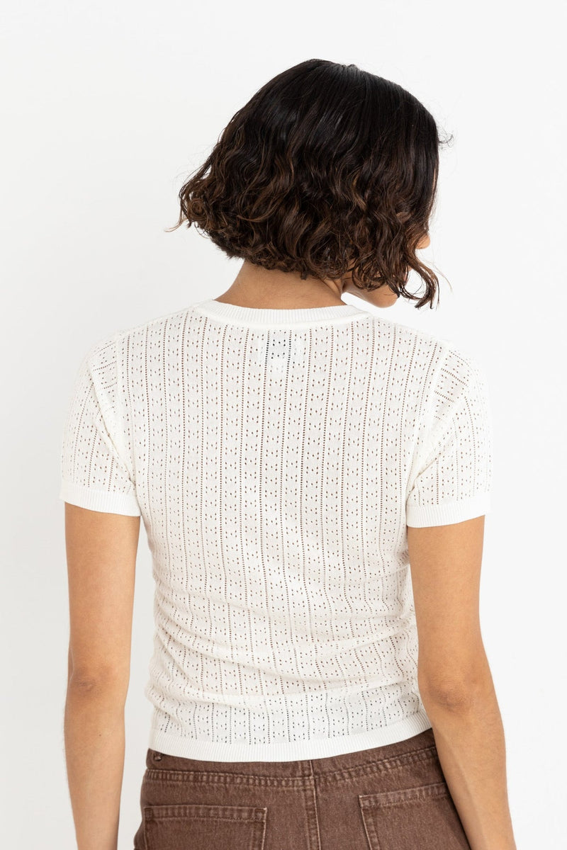 Ojai Pointelle Knit Top White