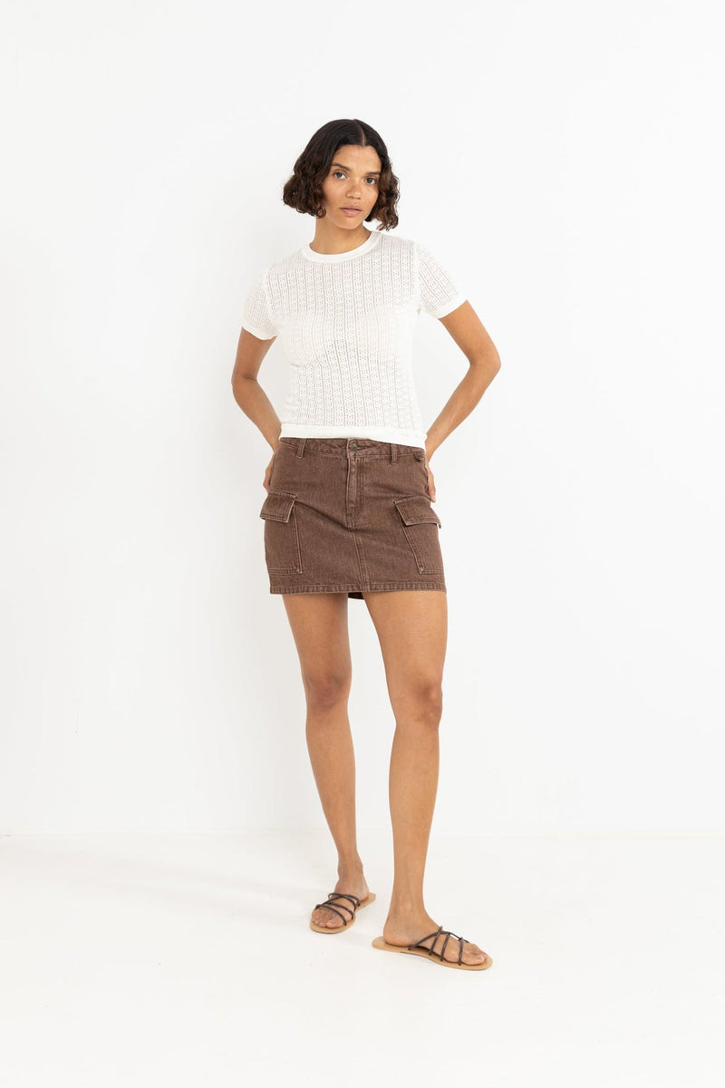 Ojai Pointelle Knit Top White