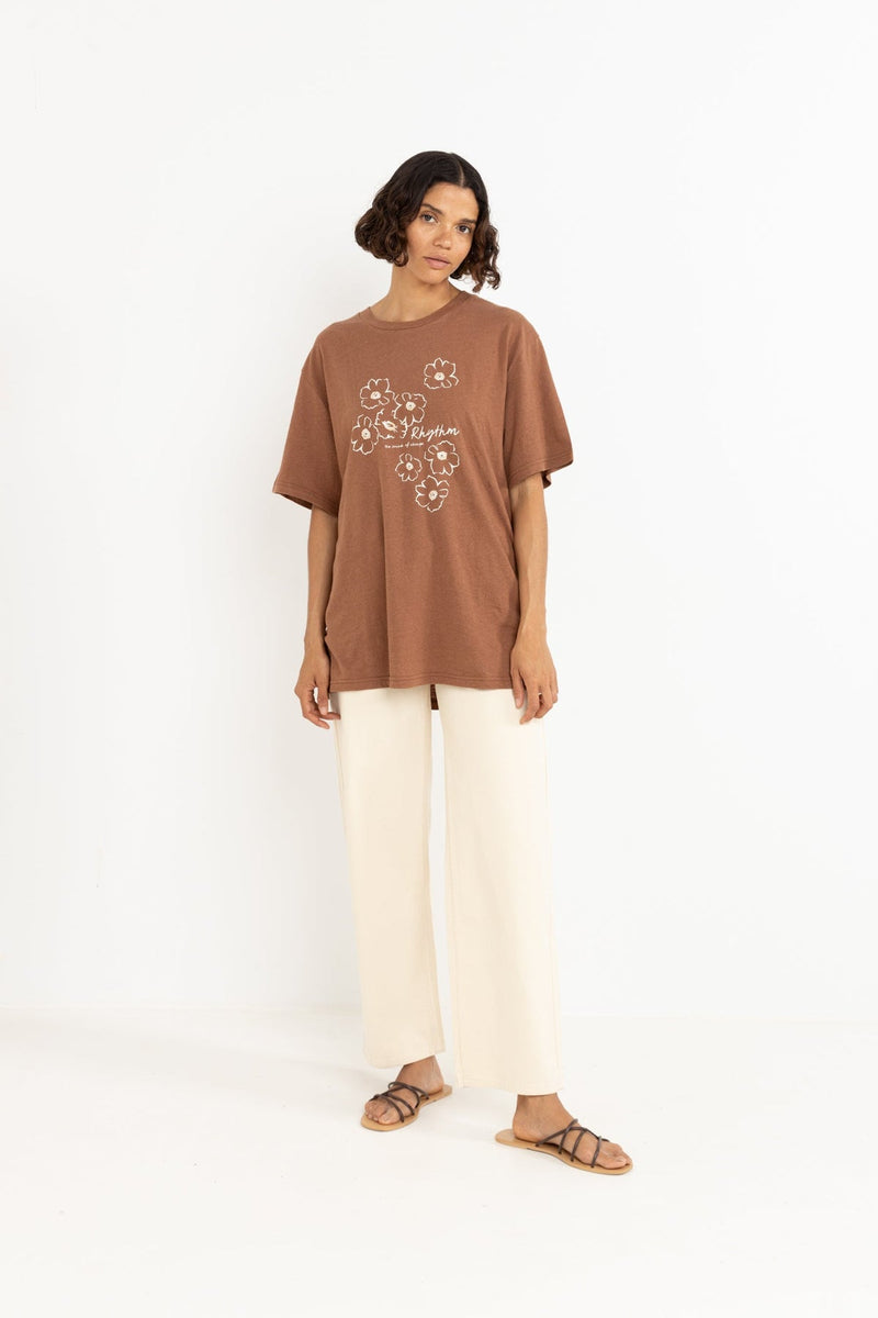 Lulu Floral Oversized T-Shirt Chocolate