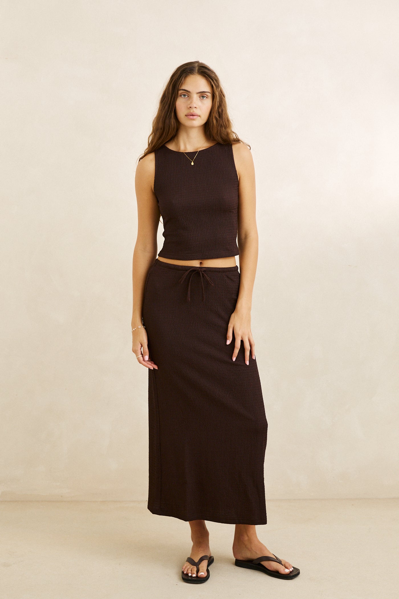 Indie High Neck Tank Chocolate