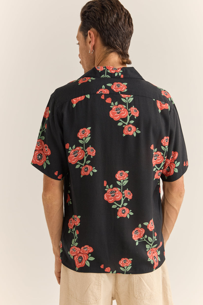 Floral Ss Shirt Vintage Black