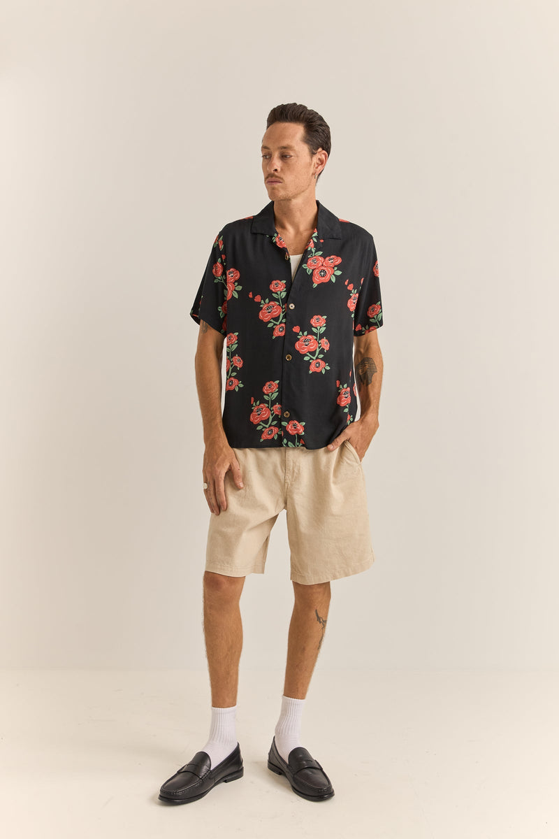 Floral Ss Shirt Vintage Black
