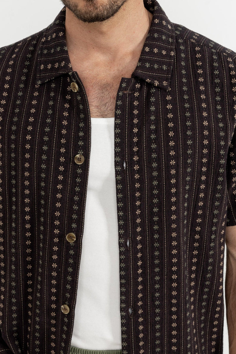 Dakota Stripe Ss Shirt Chocolate