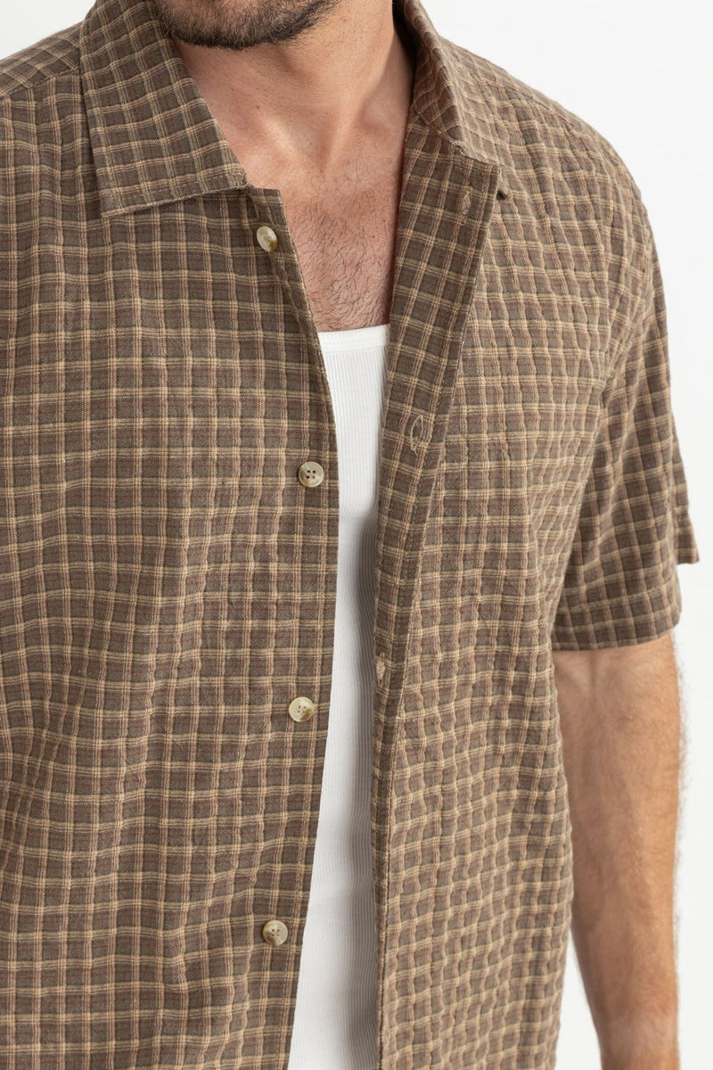 Colby Check Ss Shirt Vintage Brown