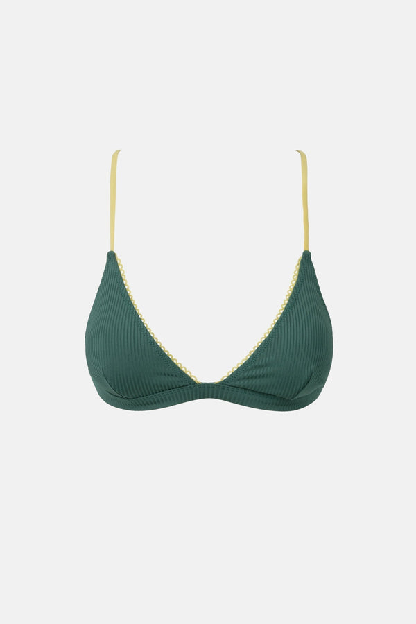 Lily Rib Contrast Bralette Top Forest