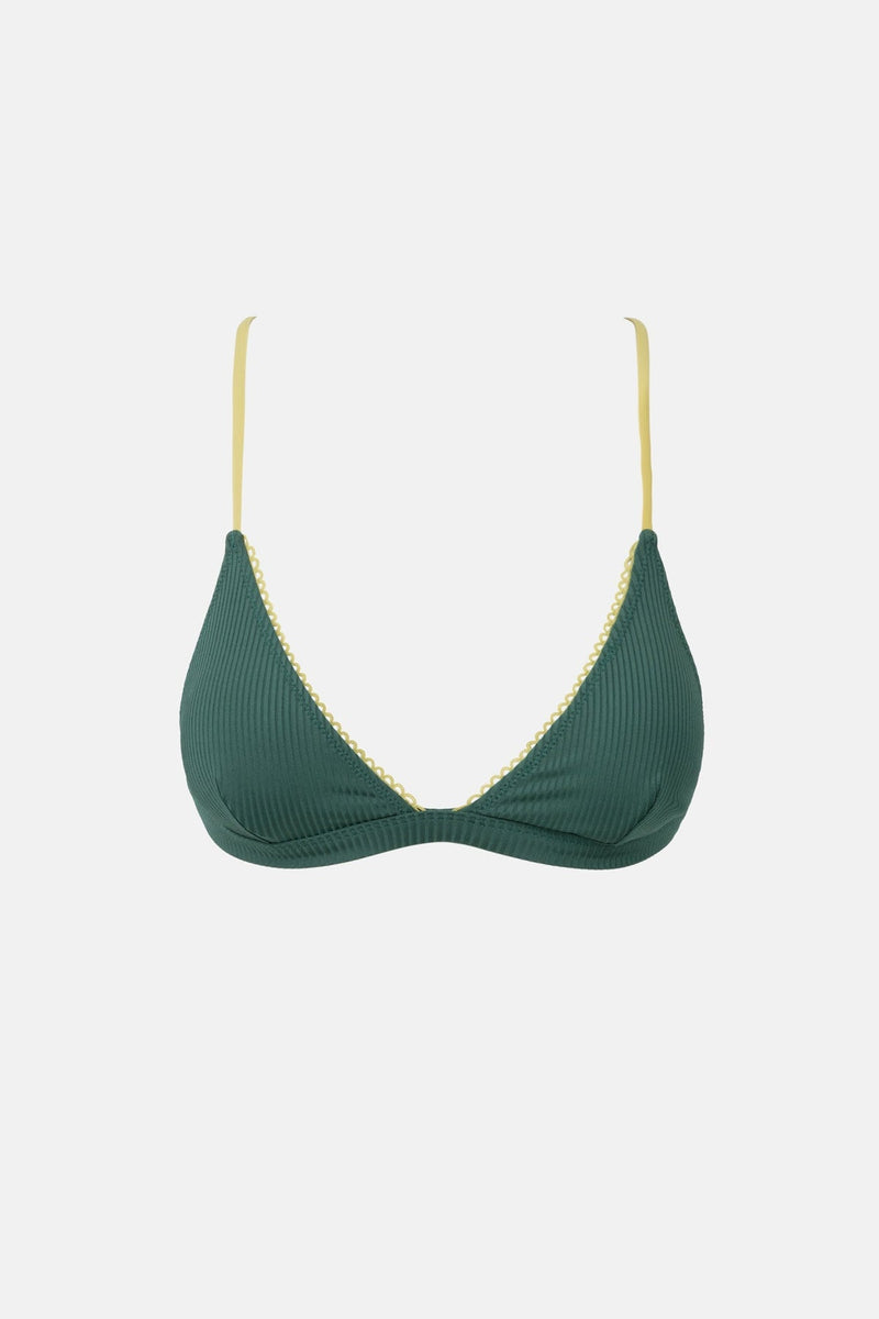 Lily Rib Contrast Bralette Top Forest