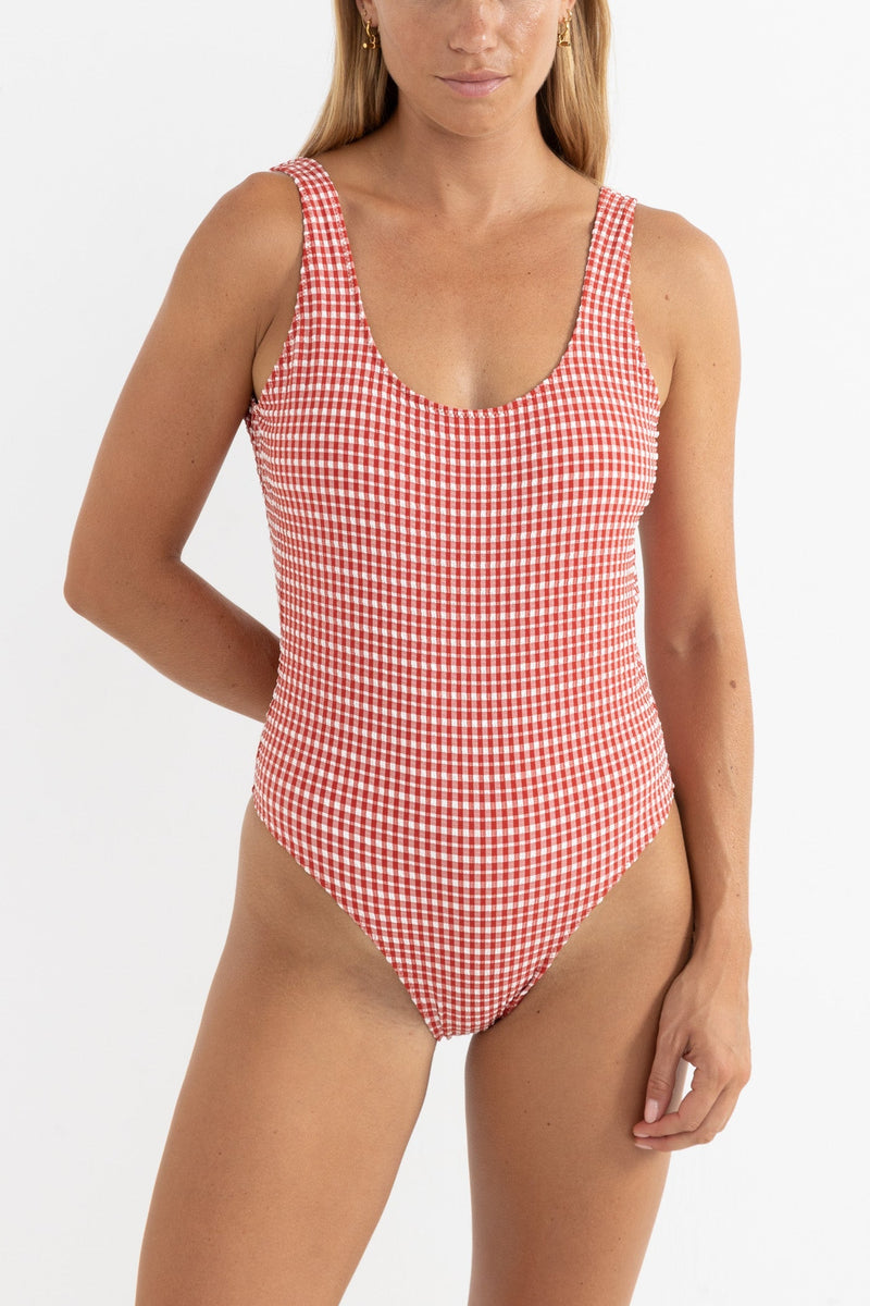 Lola Check Scoop Neck One Piece