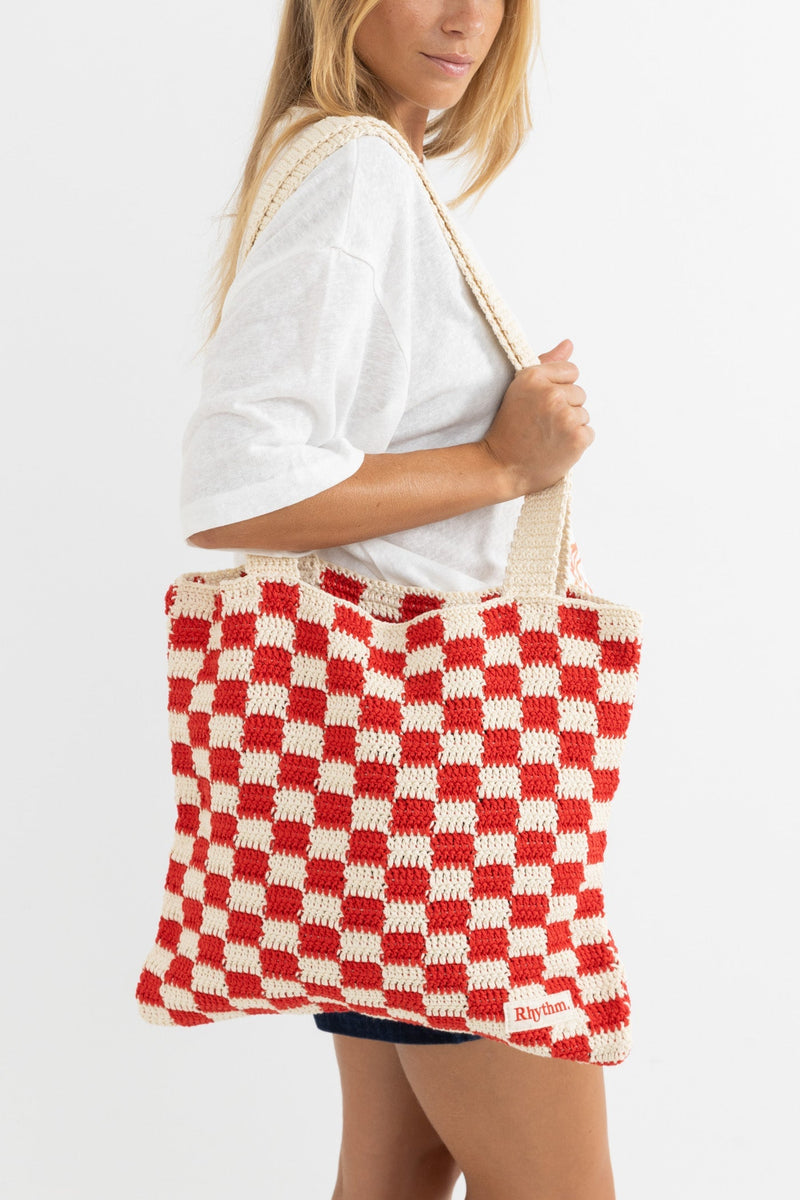 Lola Check Crochet Tote Bag
