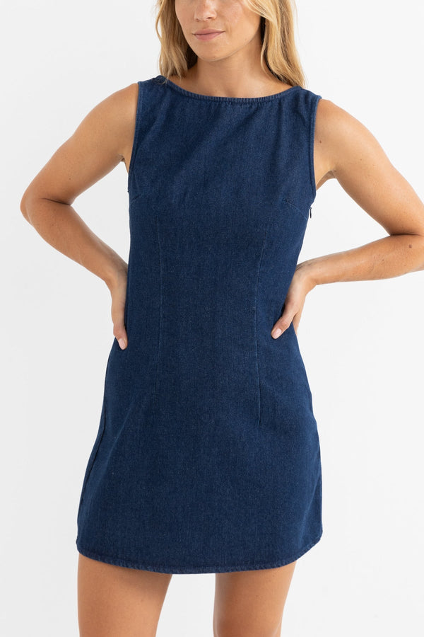 Kendrick Denim Mini Dress Dark Wash