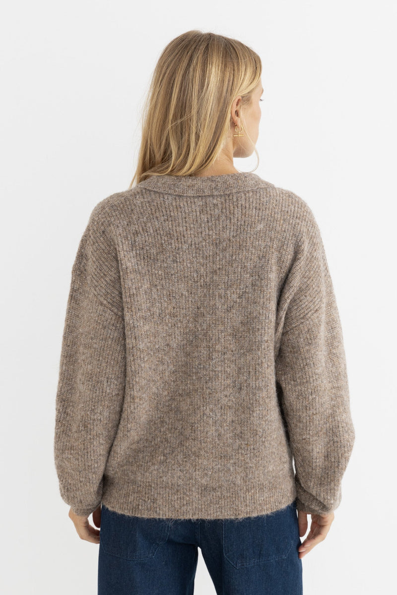 Quinn V-Neck Collared Jumper Oatmeal
