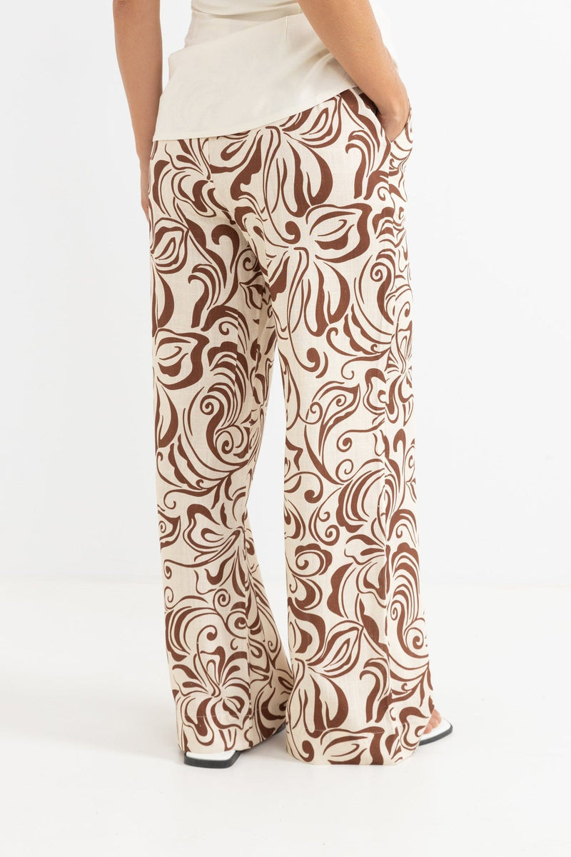 Kai Floral Wide Leg Pant Chocolate