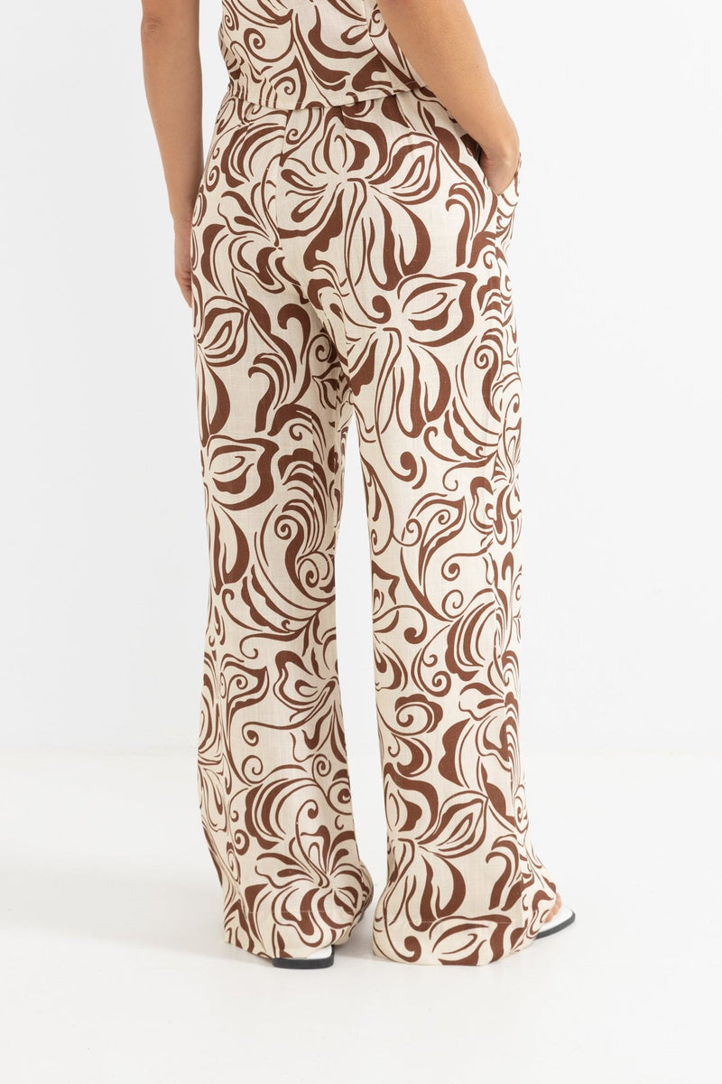 Kai Floral Wide Leg Pant Chocolate