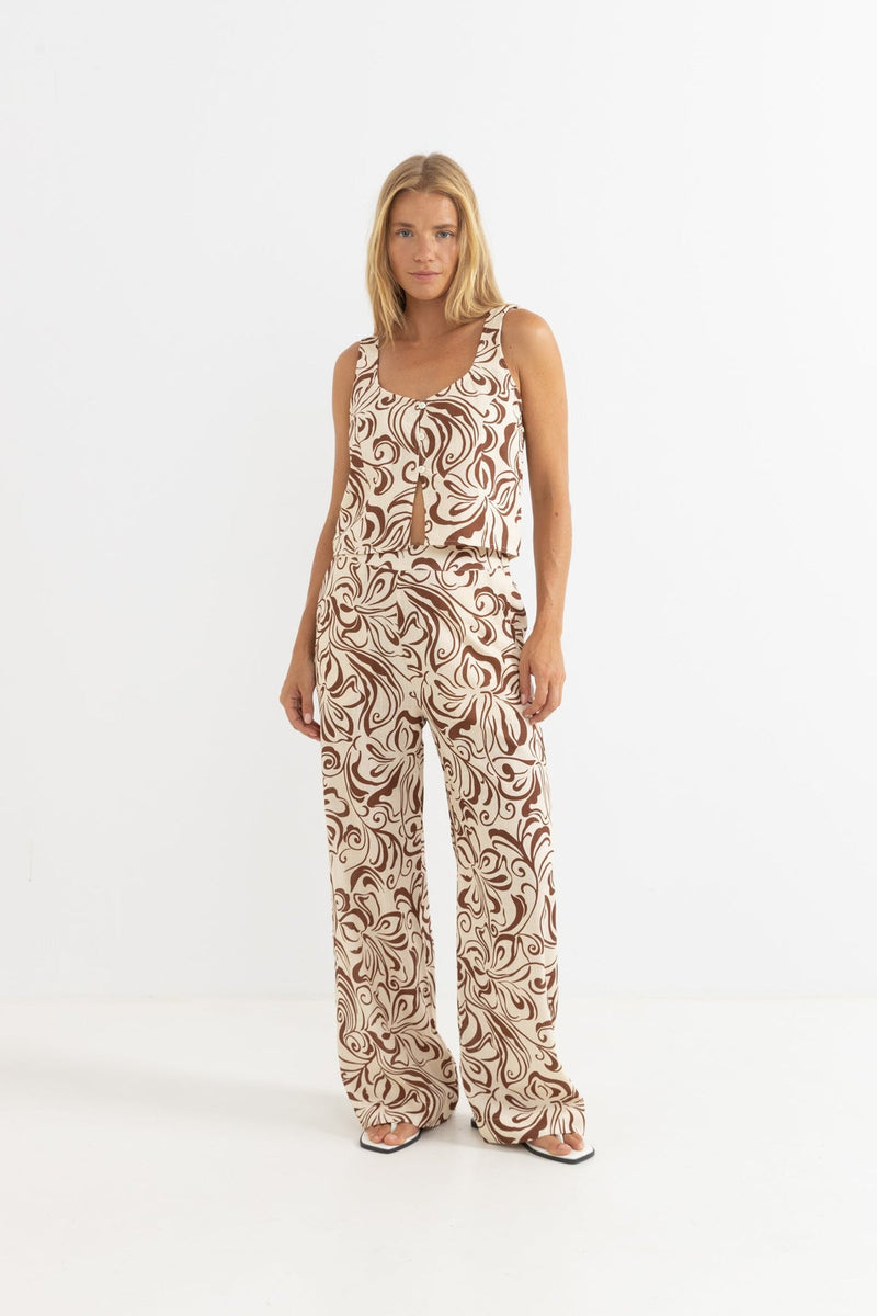 Kai Floral Wide Leg Pant Chocolate