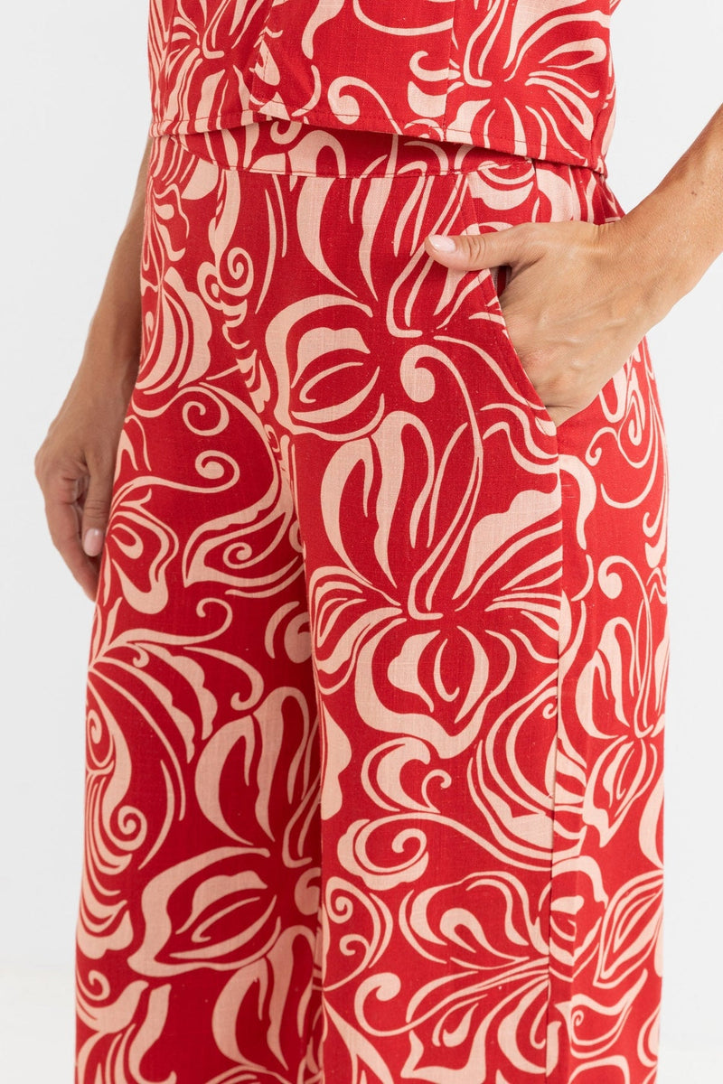 Kai Floral Wide Leg Pant Pink