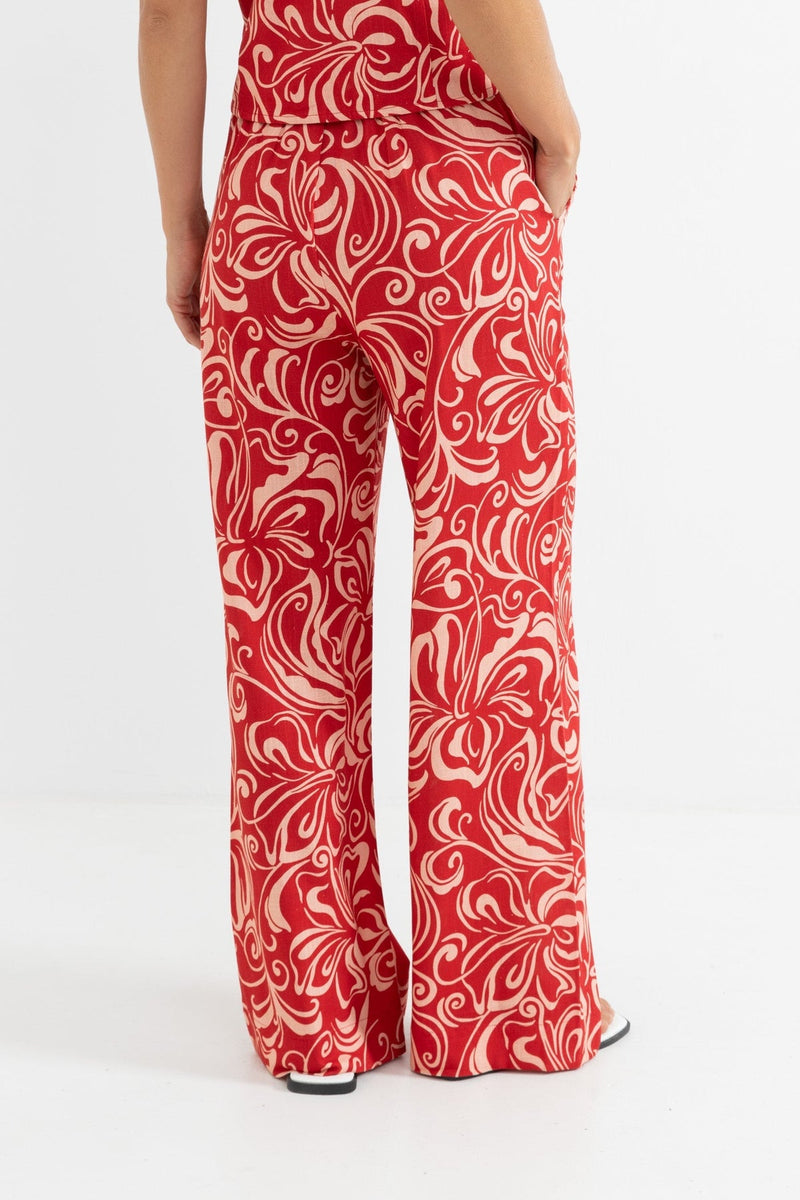 Kai Floral Wide Leg Pant Pink