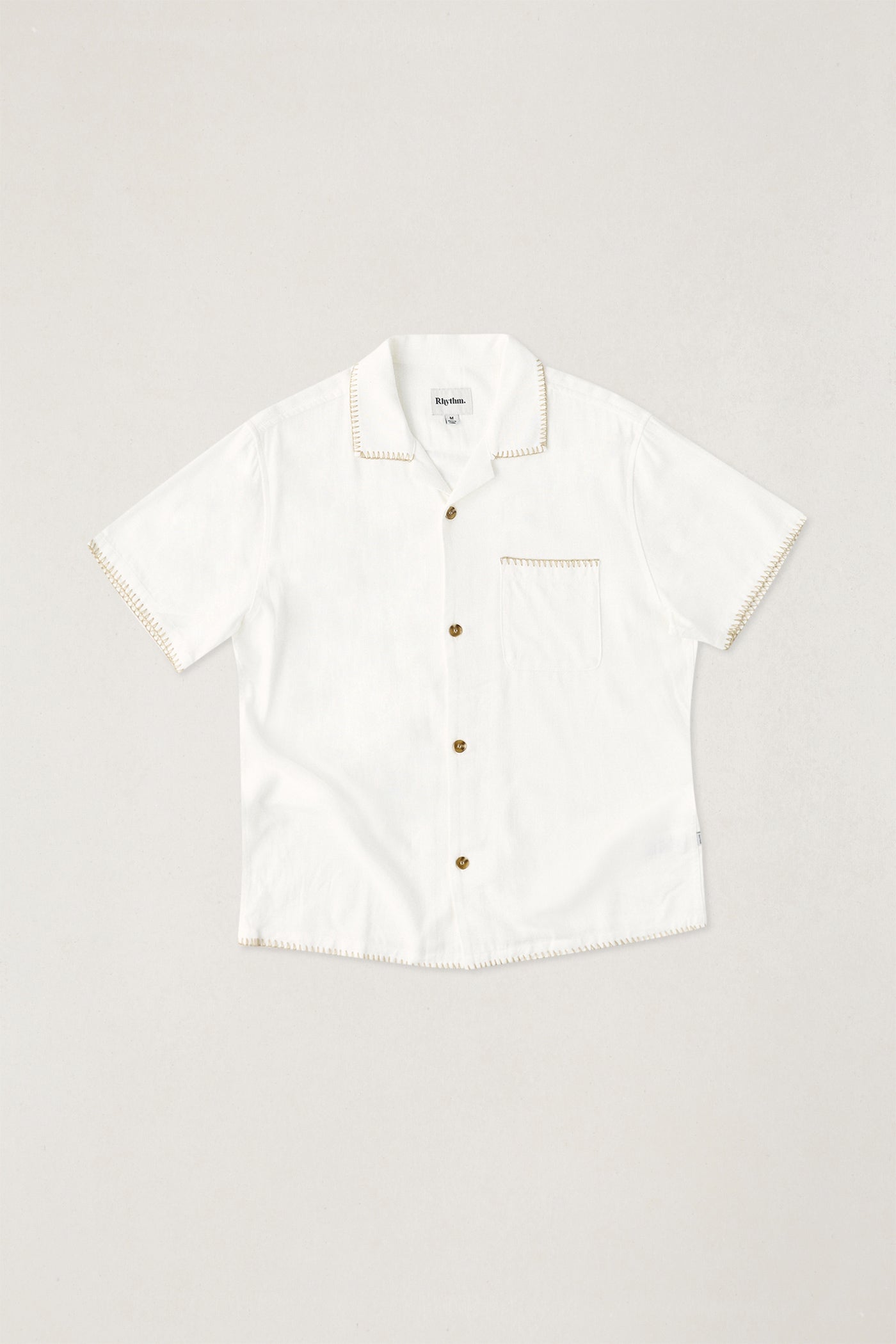 Linen Whip Stitch Ss Shirt Vintage White