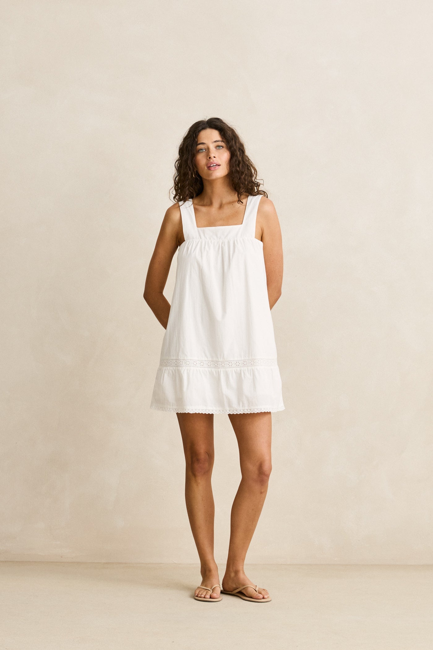 Broderie Lace Mini Dress White