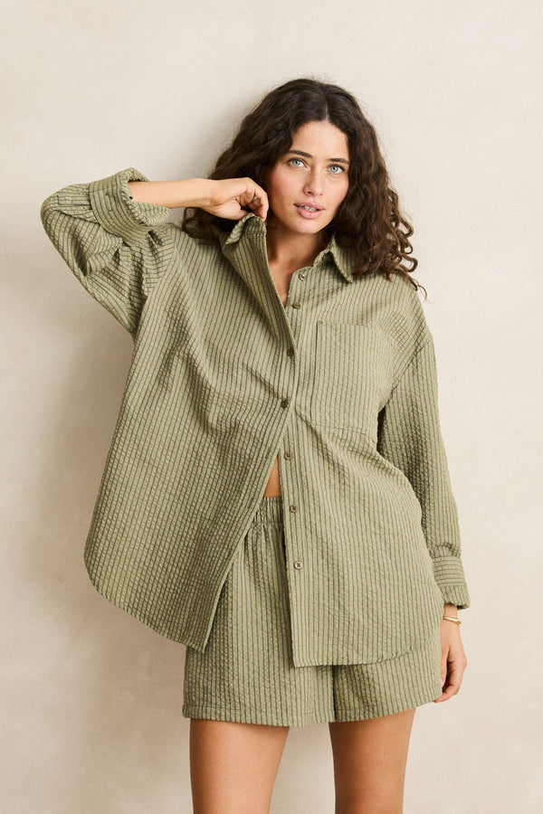 Overswim Stripe Shirt Olive