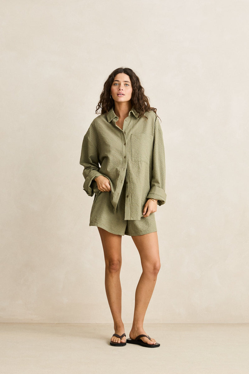 Overswim Stripe Shirt Olive
