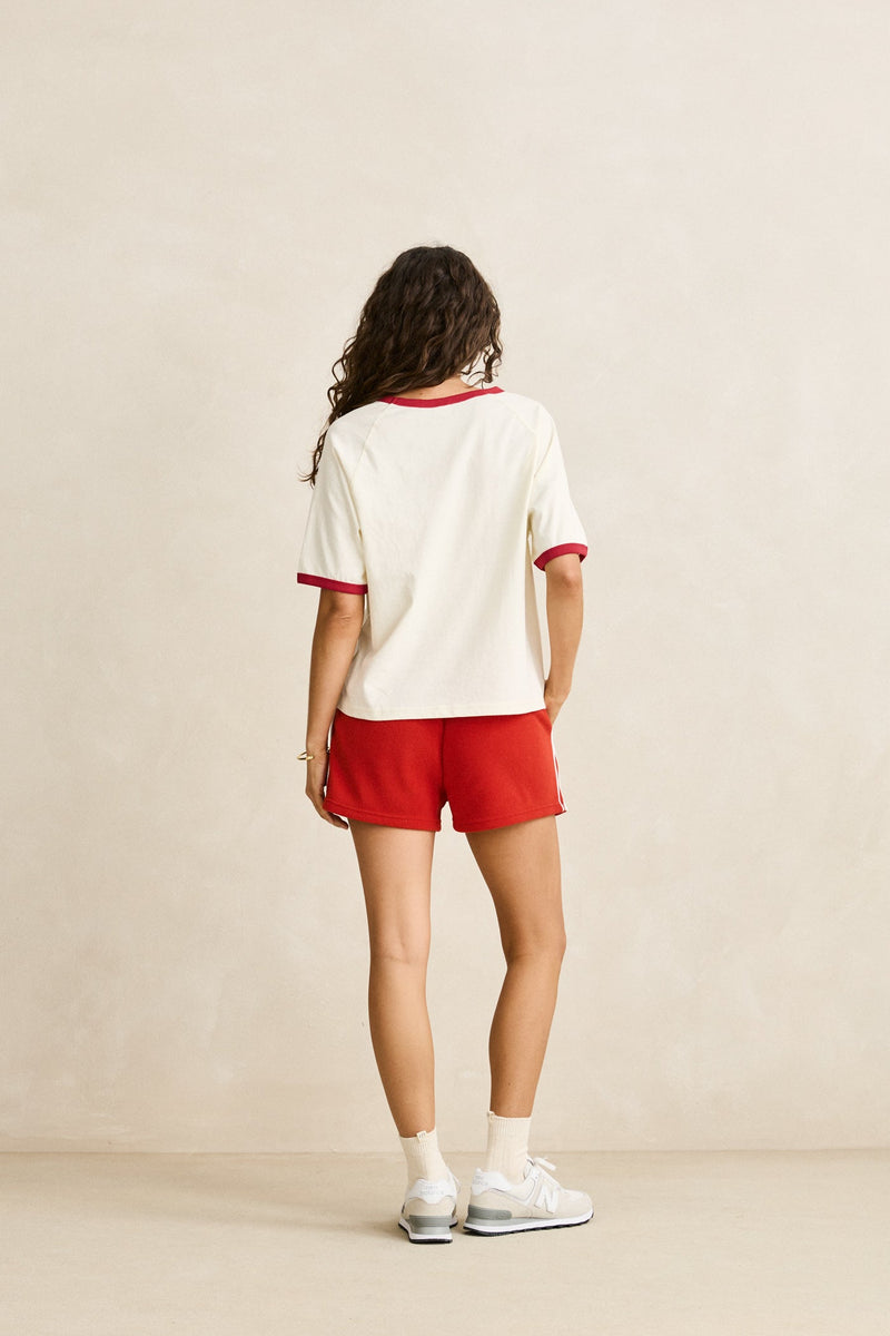 Oceanview Ringer Tee Cherry