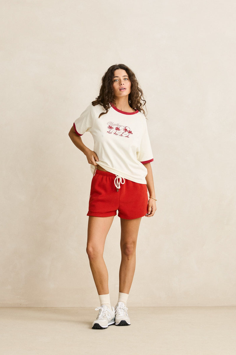 Oceanview Ringer Tee Cherry