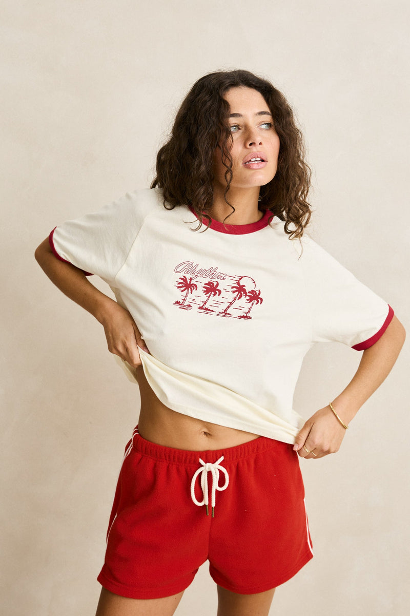 Oceanview Ringer Tee Cherry