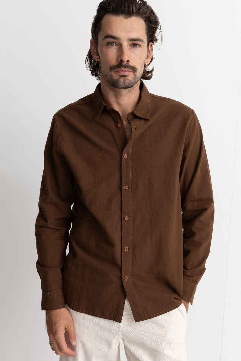 Classic Linen LS Shirt Chocolate