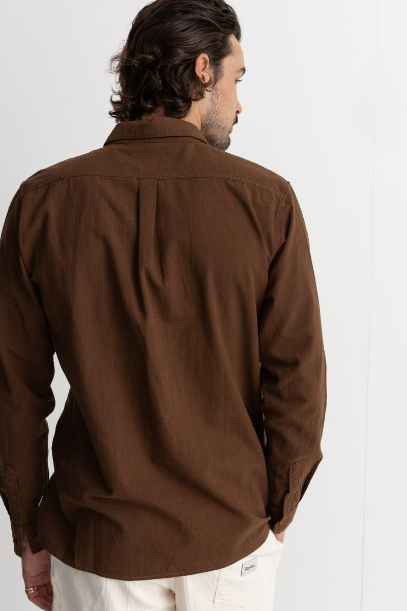 Classic Linen LS Shirt Chocolate