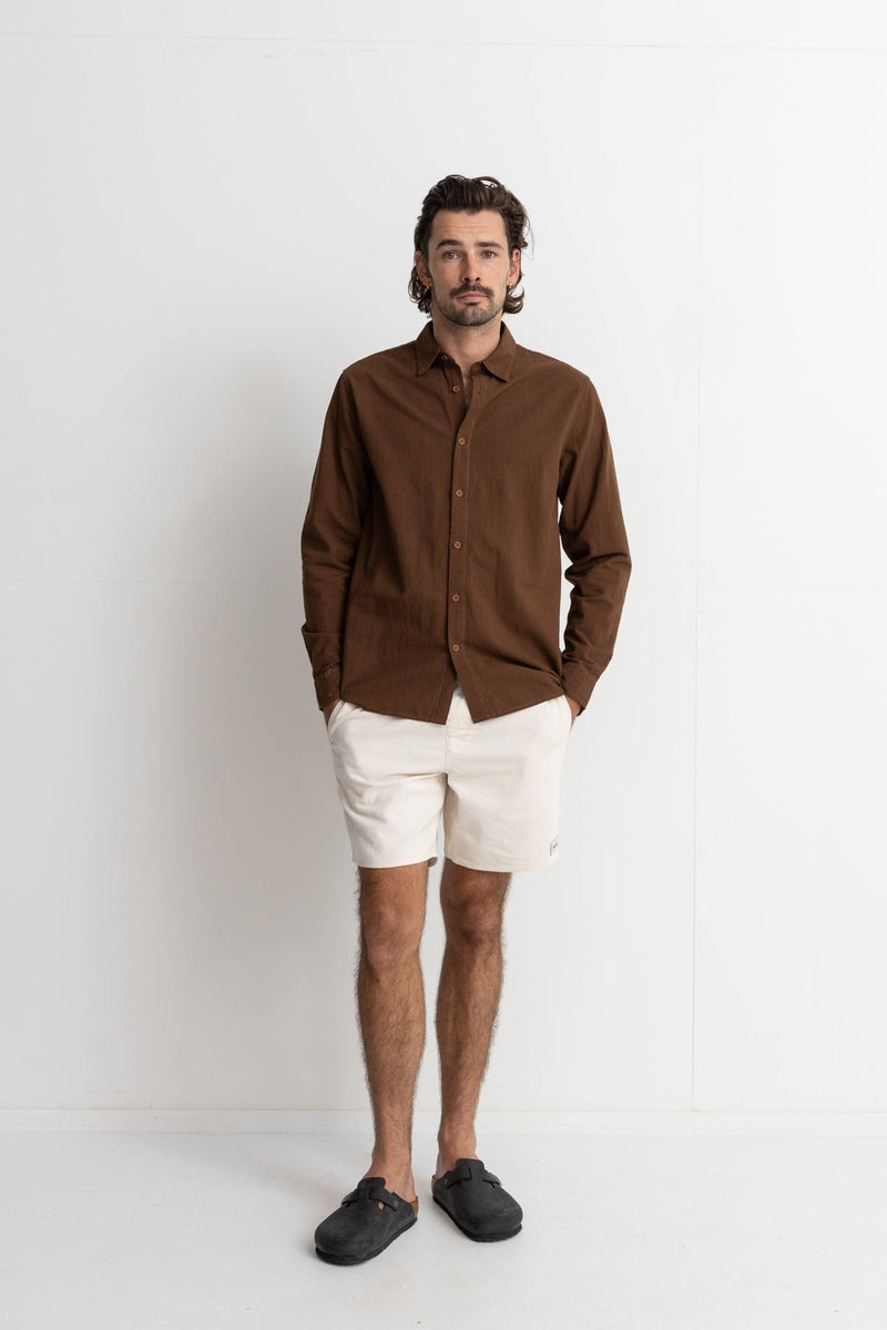 Classic Linen LS Shirt Chocolate