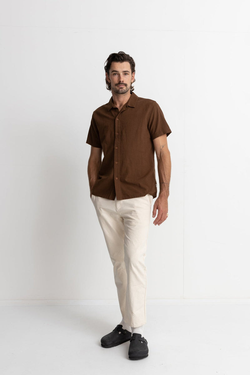 Classic Linen SS Shirt Chocolate