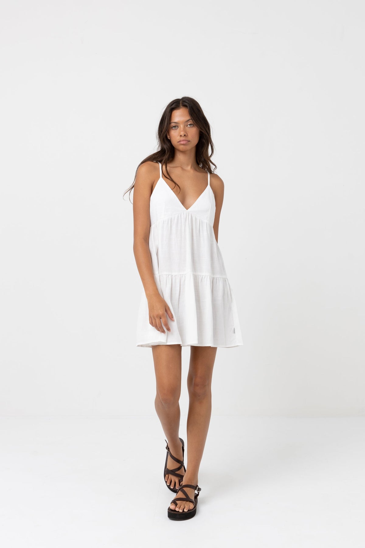 Classic Tiered Mini Dress White – Rhythm New Zealand