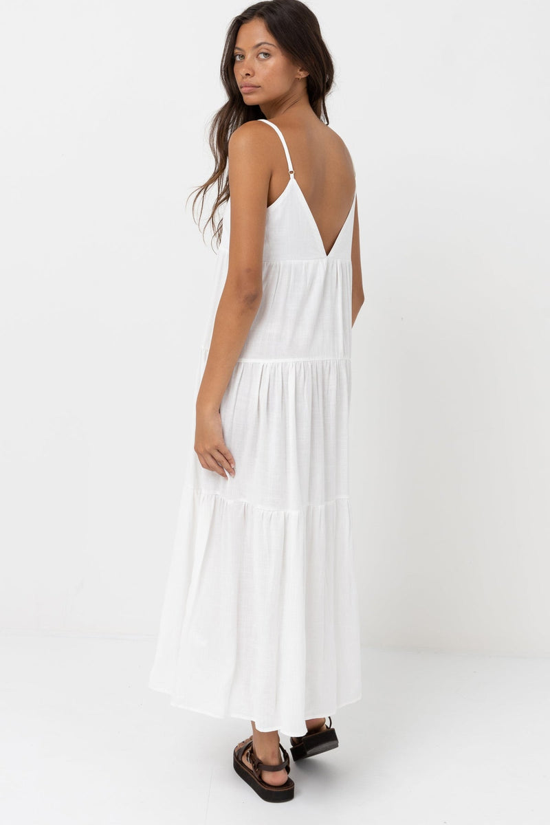 Classic Tiered Midi Dress White Rhythm New Zealand Classic Tiered Midi Dress White Rhythm New Zealand