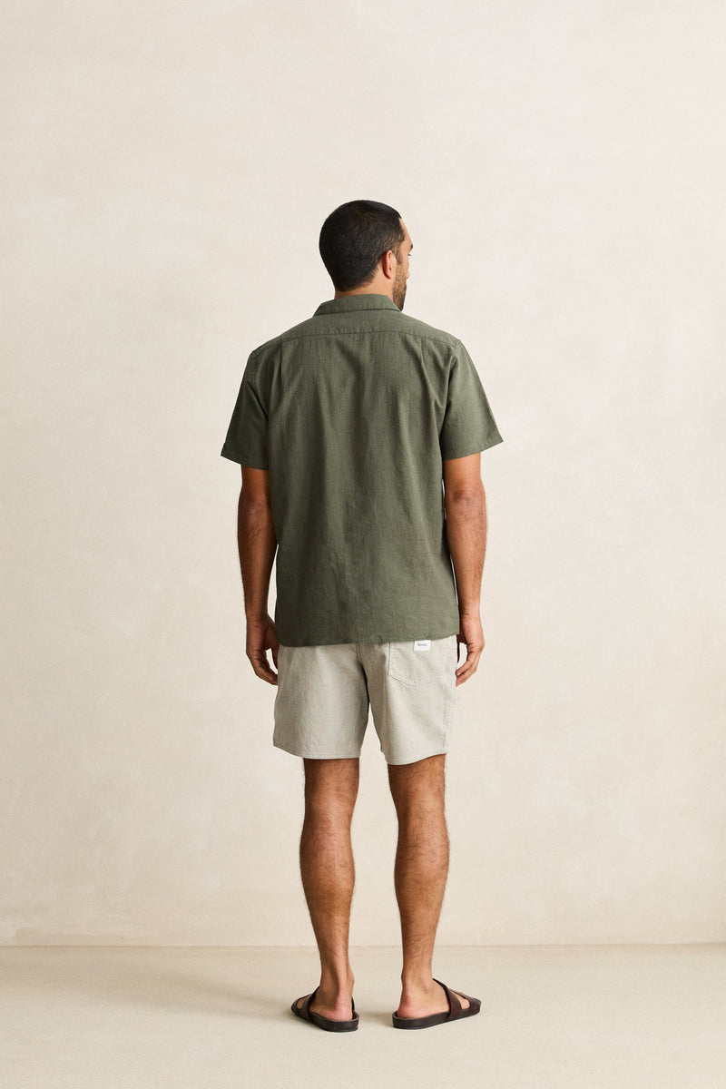 Classic Linen Ss Shirt Forest Green