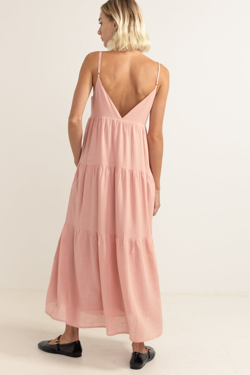 Classic Tiered Midi Dress Rose