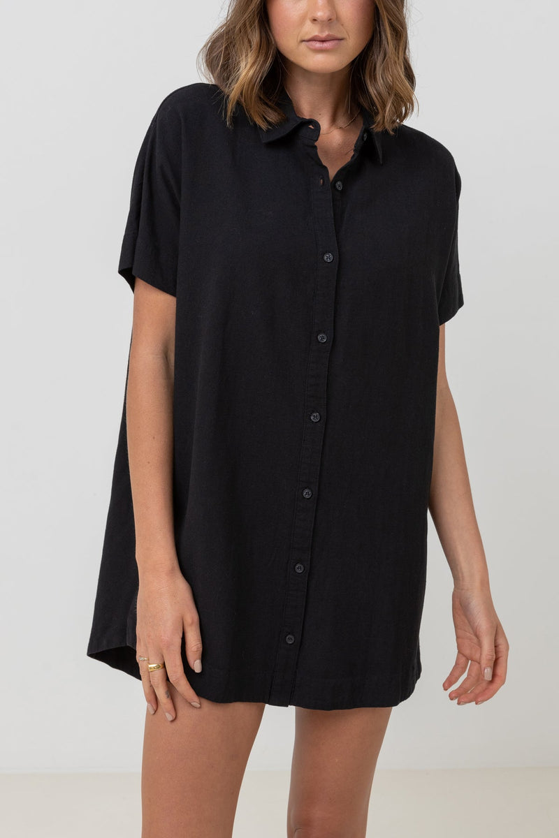 Classic Shirt Dress Black