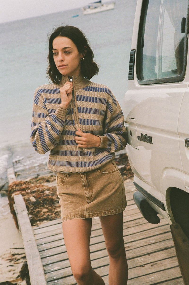 Estelle Quarter Zip Striped Knit – Rhythm New Zealand