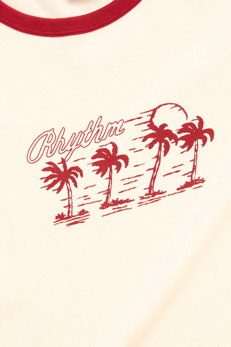 Oceanview Ringer Tee Cherry