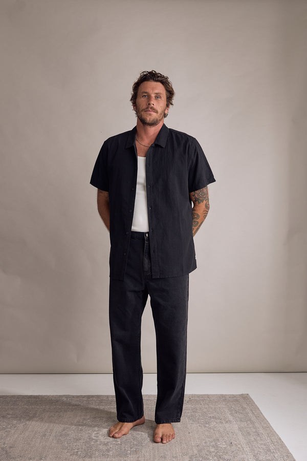 Classic Linen SS Shirt Vintage Black
